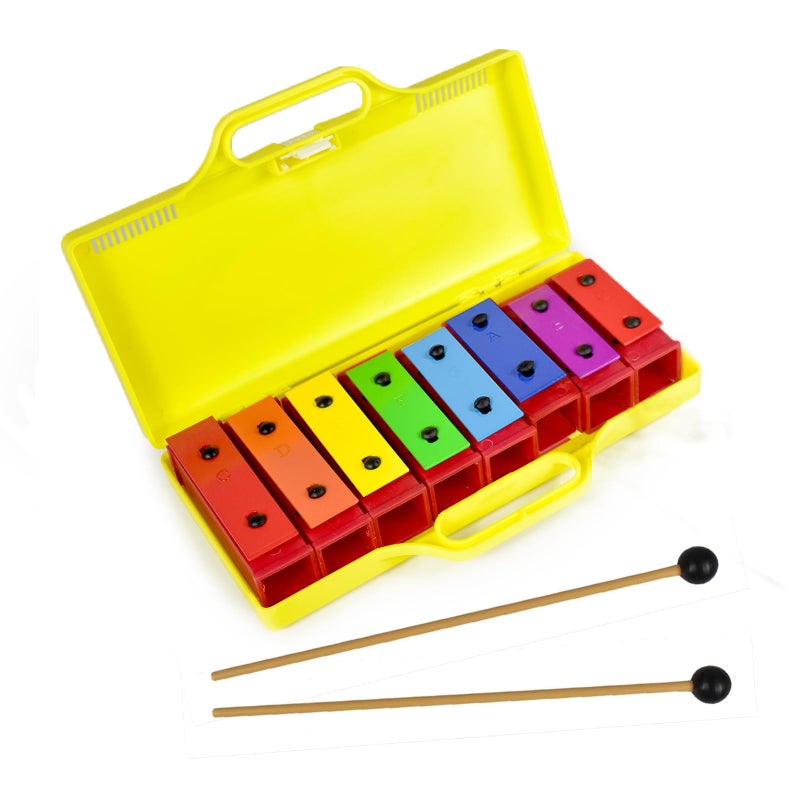 ENNBOM 8 Notes Chromatic Xylophone Glockenspiel Resonator Bells with Yellow Case - Image 2